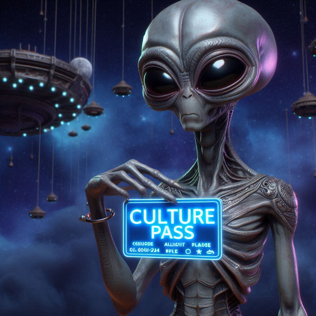 alien qui tien une pancarte passe culture