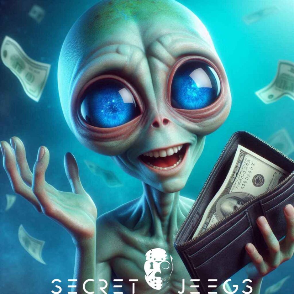 Un alien qui a le sourire et qui a des billets