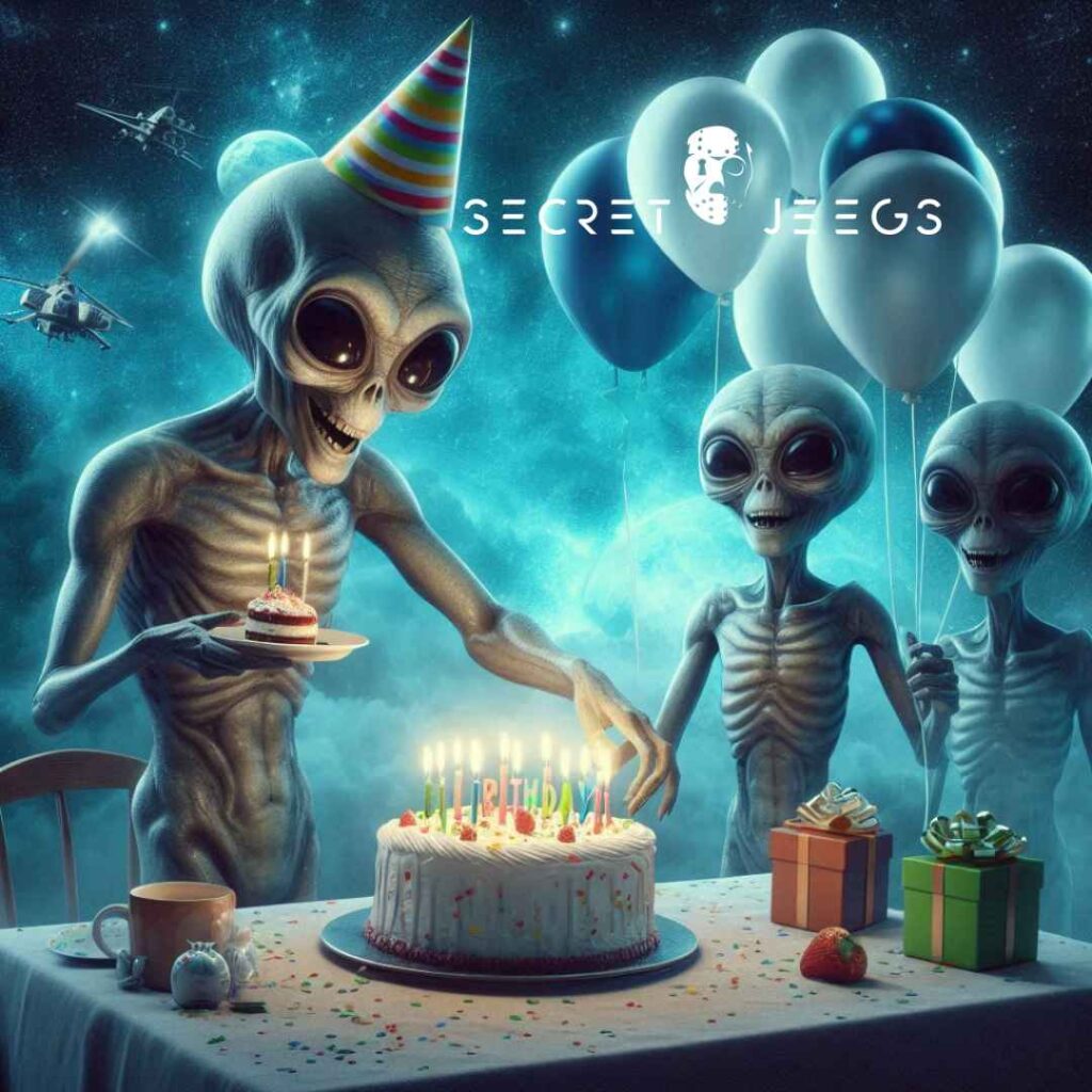 des aliens qui fêtent leur anniversaire