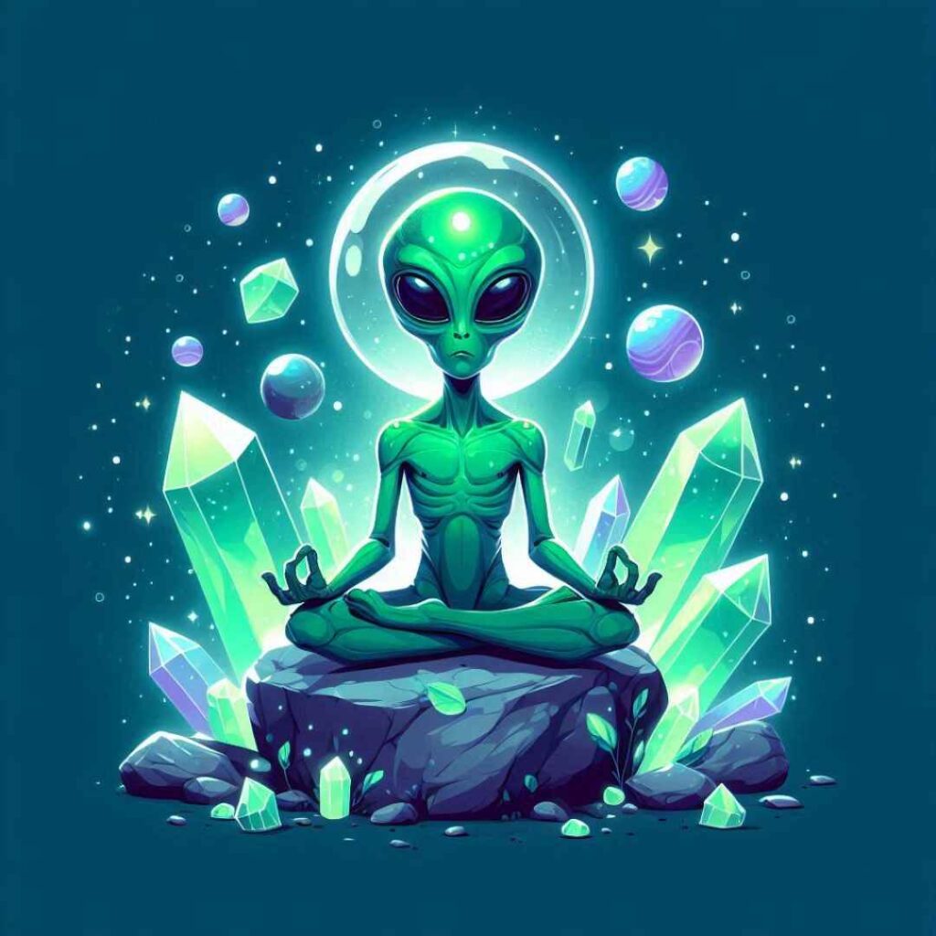 Un alien qui fait du yoga