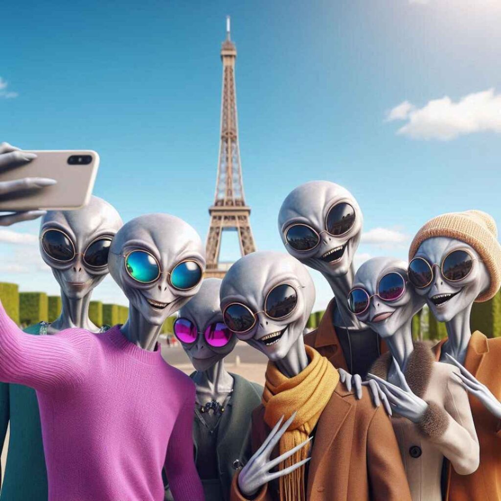 Des aliens devant la Tour Eiffel