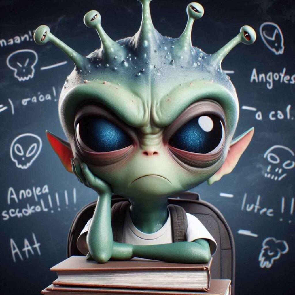 Un alien en classe qui ne comprend pas