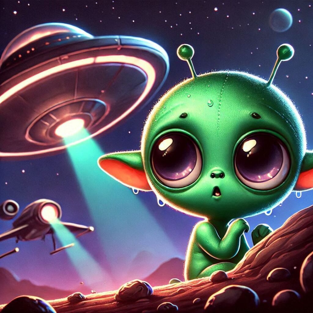 un alien avec un ovni