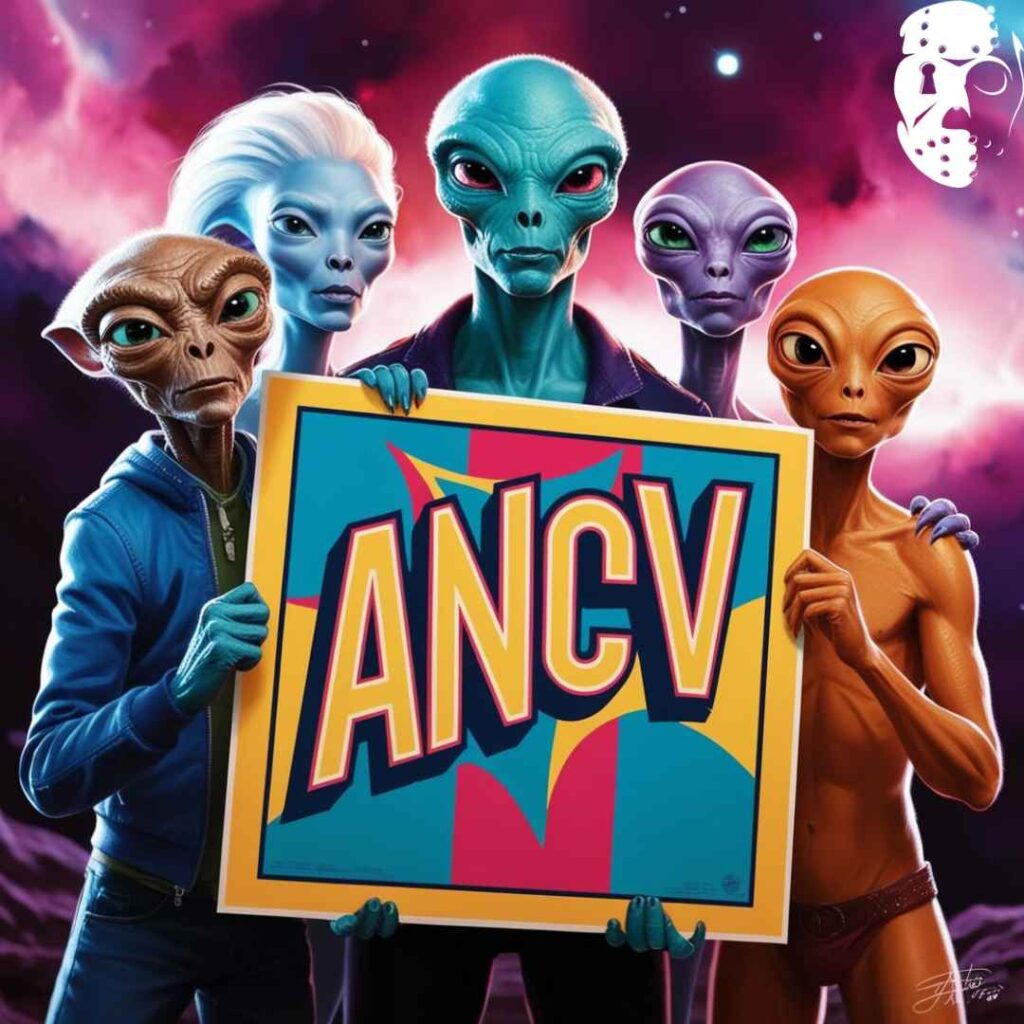 Des aliens qui tiennent une pancarte ANCV