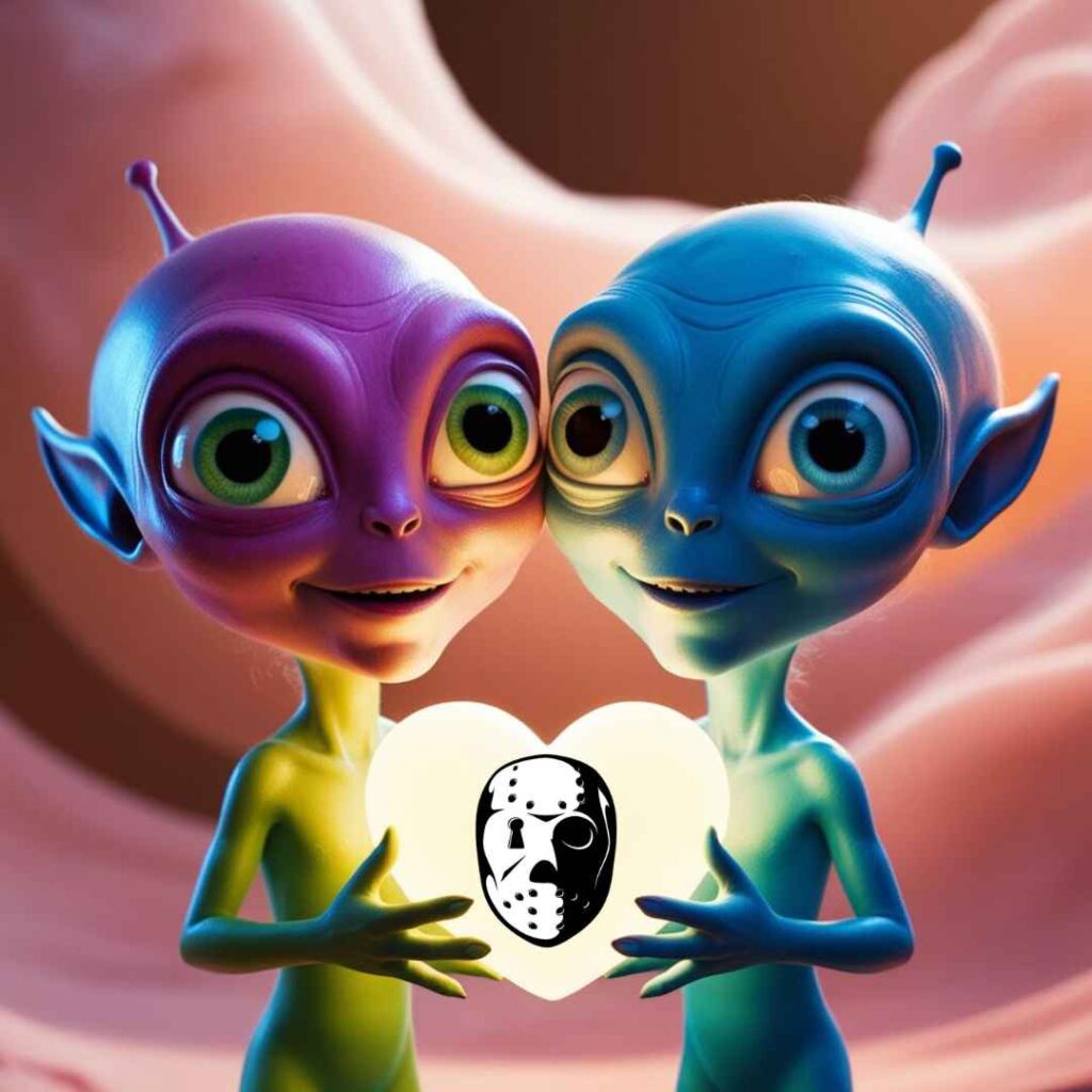 2 aliens avec un coeur
