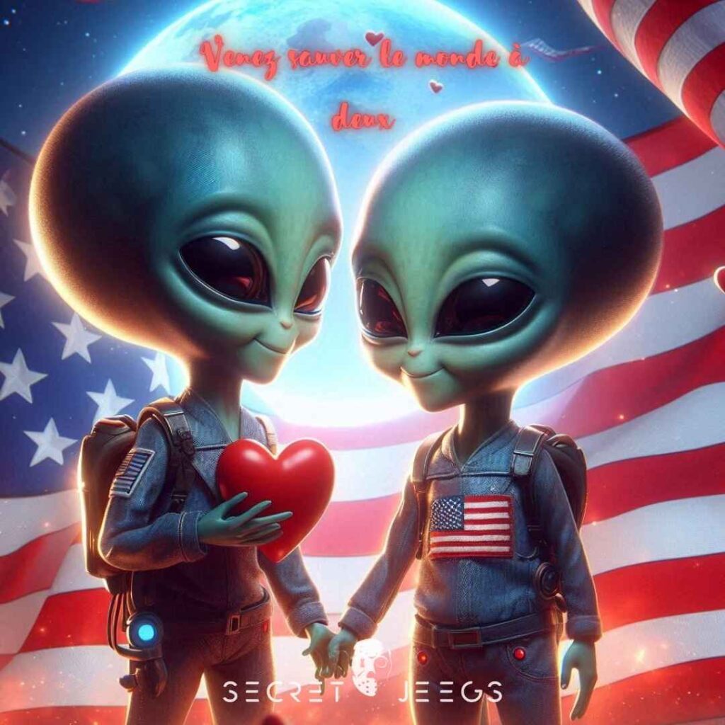 Deux aliens avec un coeur
