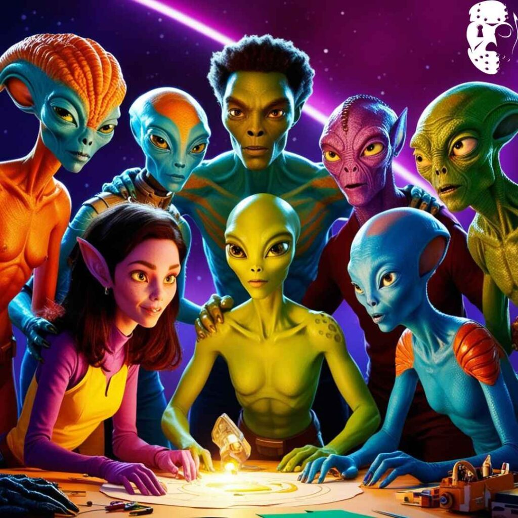 8 aliens qui travaillent ensemble