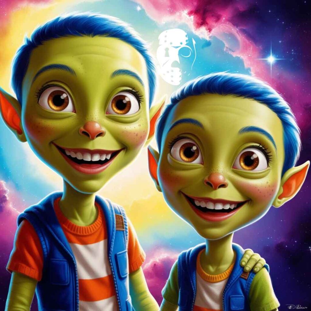 2 aliens avec un grand sourire